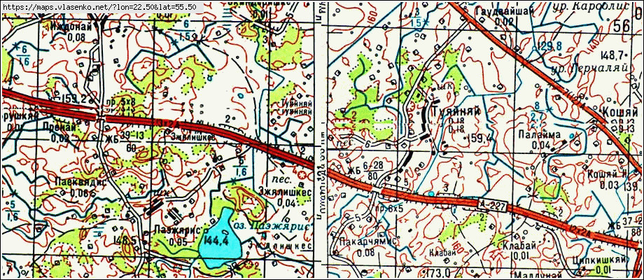Карта ОЗЕРНОЕ, Калининградская область, Краснознаменский район