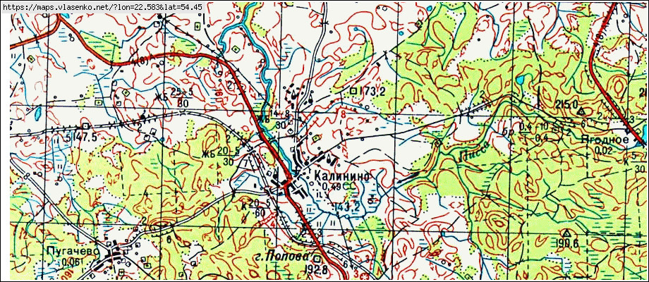 Карта КАЛИНИНО, Калининградская область, Нестеровский район
