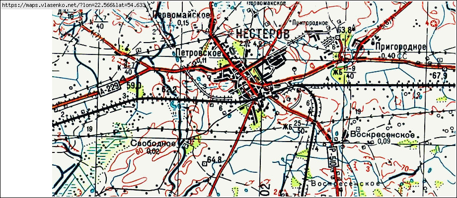 Карта НЕСТЕРОВ, Калининградская область, Нестеровский район