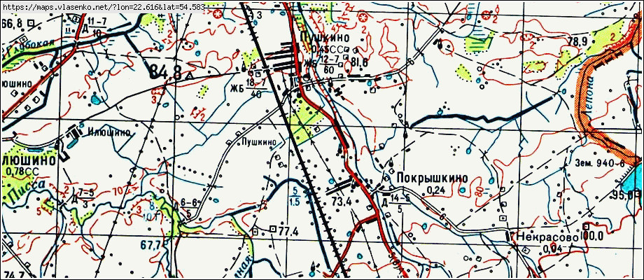 Карта ПУШКИНО, Калининградская область, Нестеровский район