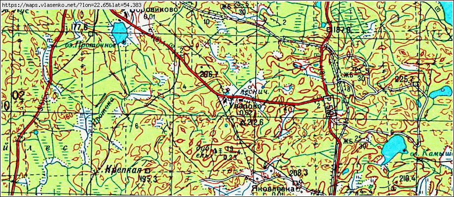 Карта УВАРОВО, Калининградская область, Нестеровский район