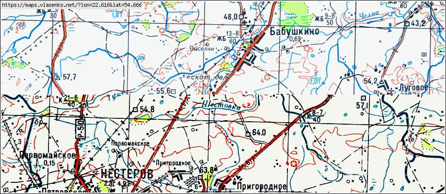 Карта ВЫСЕЛКИ, Калининградская область, Нестеровский район