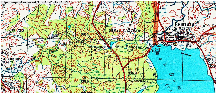 Карта ЯГОДНОЕ, Калининградская область, Нестеровский район