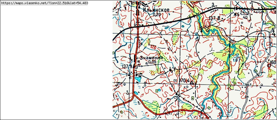 Карта ЗНАМЕНКА, Калининградская область, Нестеровский район