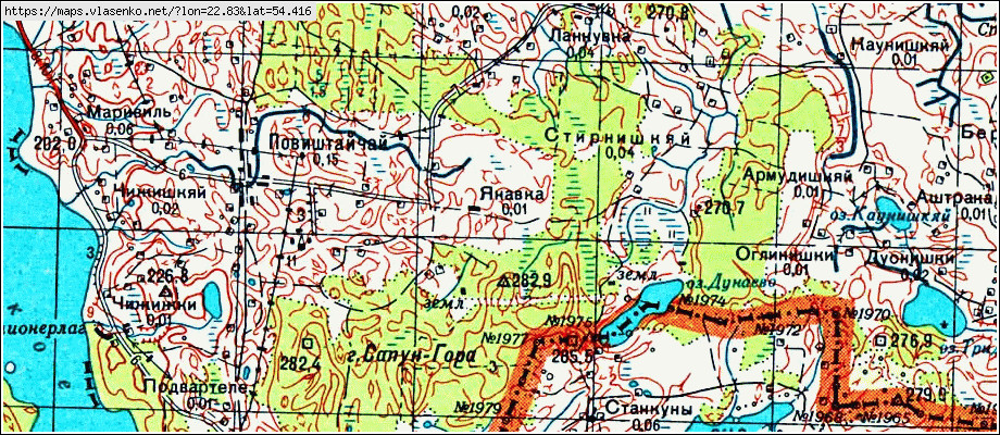 Карта РЯЗАНСКОЕ, Калининградская область, Озерский район