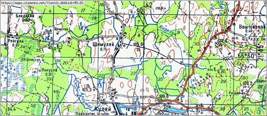 Карта ЩЕГЛОВКА, Калининградская область, Славский район