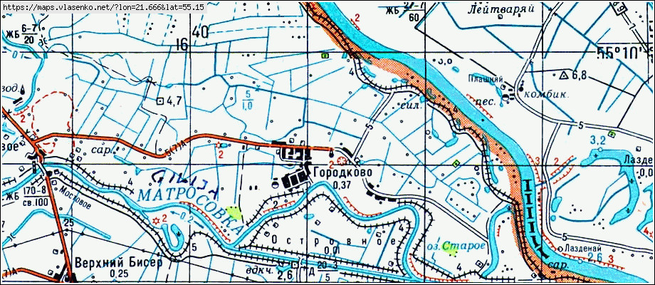 Карта ГОРОДКОВО, Калининградская область, Славский район