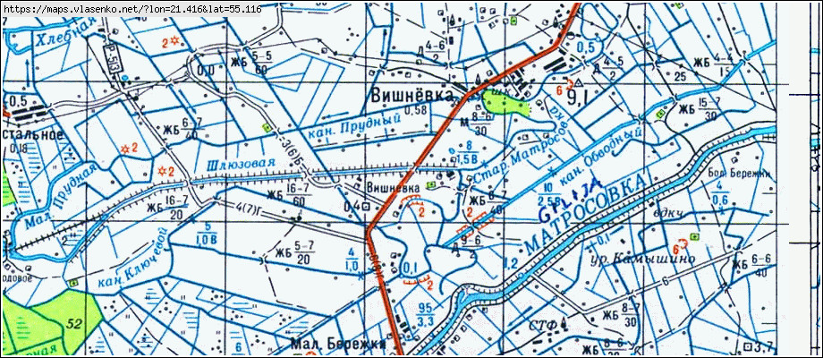 Карта ВИШНЕВКА, Калининградская область, Славский район