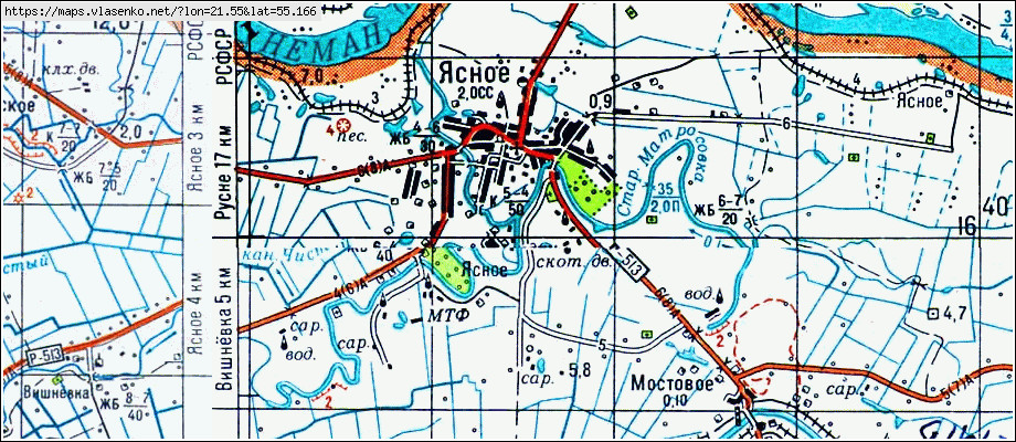 Карта ЯСНОЕ, Калининградская область, Славский район