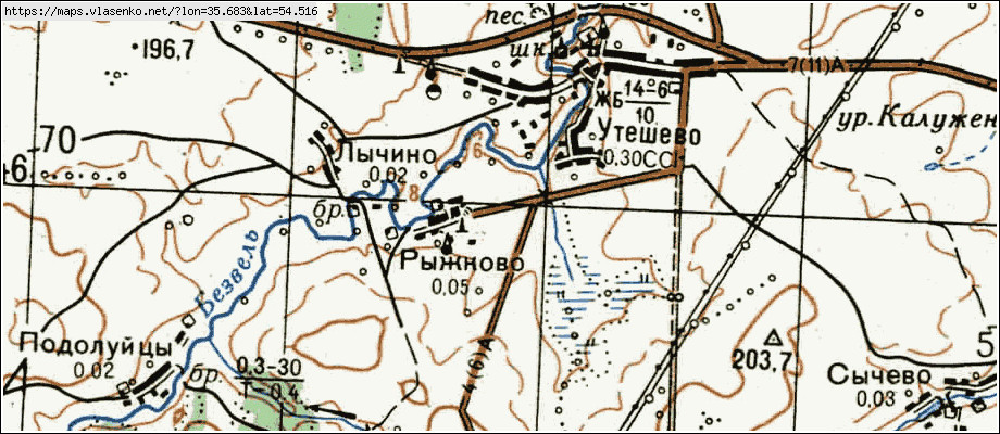 Утешево калужская область карта