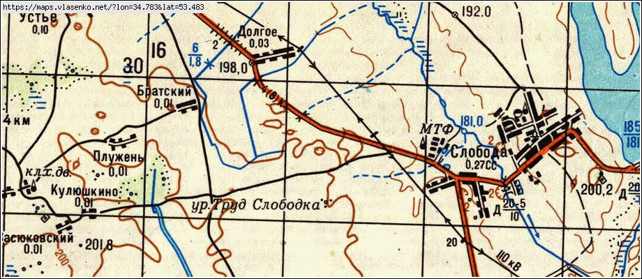 Карта хвастовичского района калужской области с деревнями и дорогами