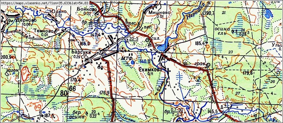 Козельский район карта с деревнями