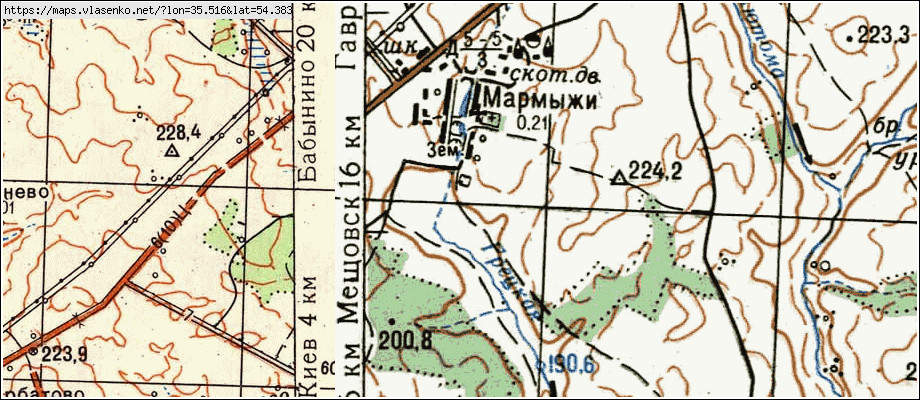 Карта мещовского района