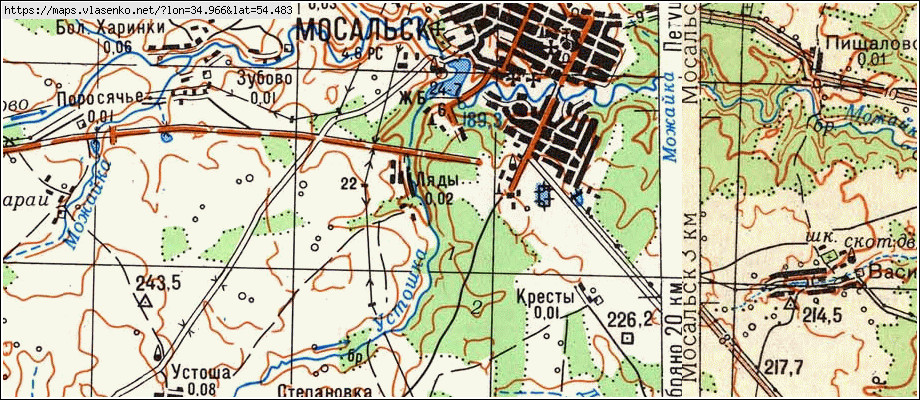 Карта ЛЯДЫ, Калужская область, Мосальский район