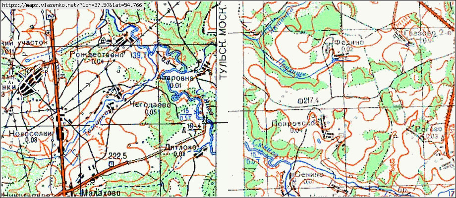 Карта тарусского района калужской области с деревнями и дорогами