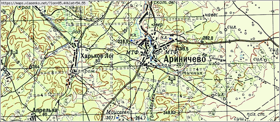 Карта АРИНИЧЕВО, Кемеровская область, Гурьевский район