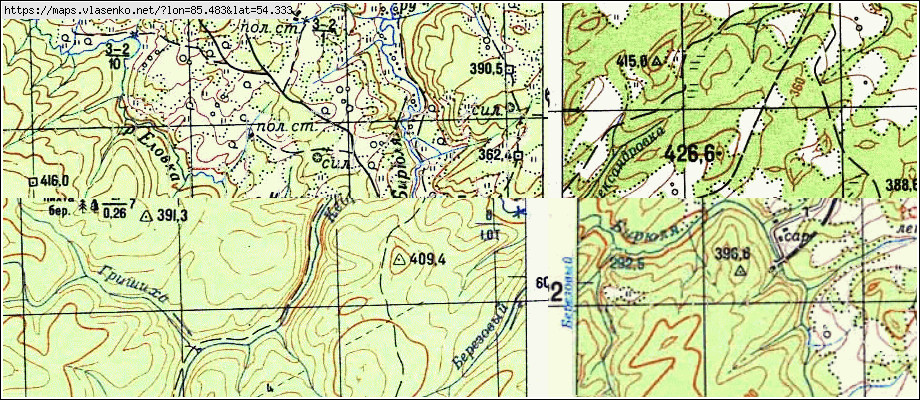 Карта БИРЮЛЯ, Кемеровская область, Гурьевский район