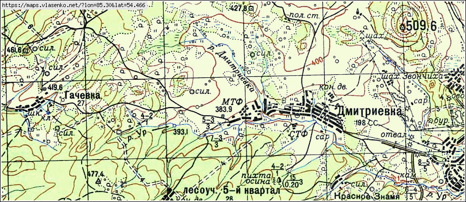 Карта ДМИТРИЕВКА, Кемеровская область, Гурьевский район