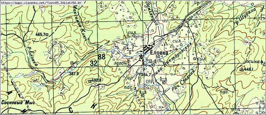 Карта ЕЛОВКА, Кемеровская область, Гурьевский район