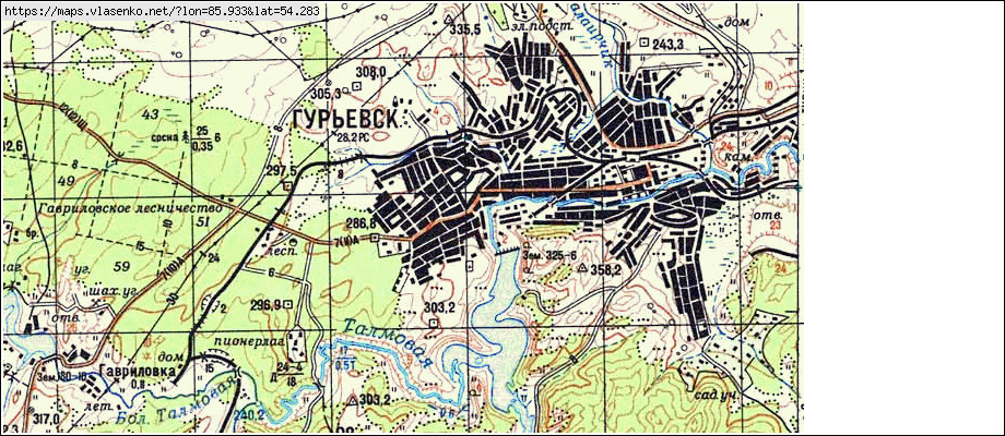 Карта ГУРЬЕВСК, Кемеровская область, Гурьевский район