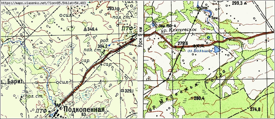 Карта КЛЮЧЕВСКОЙ, Кемеровская область, Гурьевский район