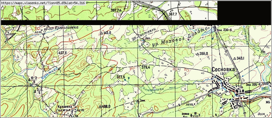 Карта ЛИСТВЯГИ, Кемеровская область, Гурьевский район
