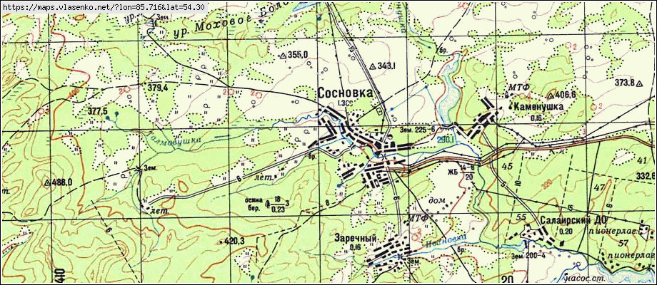 Карта СОСНОВКА, Кемеровская область, Гурьевский район
