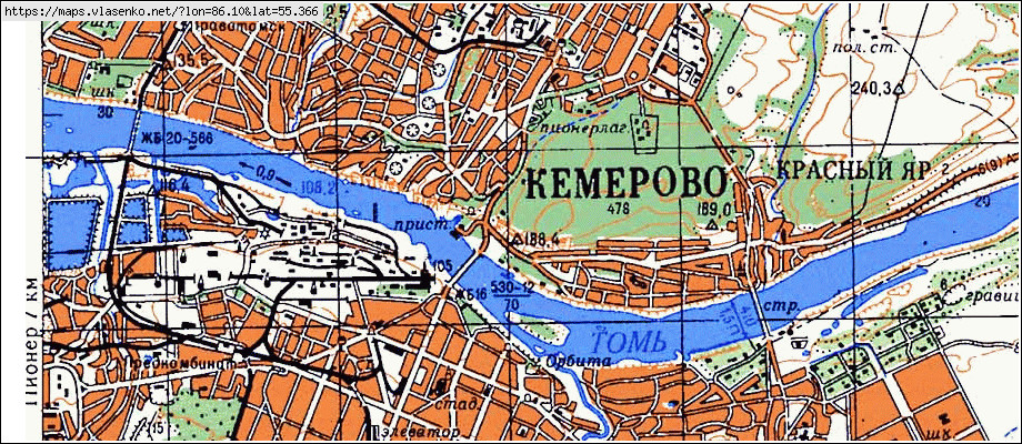Карта КРАСНЫЙ ЯР, Кемеровская область, Кемеровский район