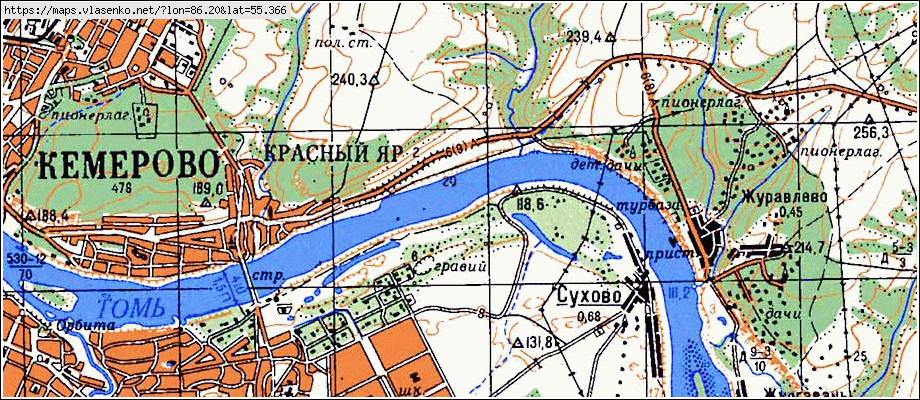 Карта СУХОВО, Кемеровская область, Кемеровский район