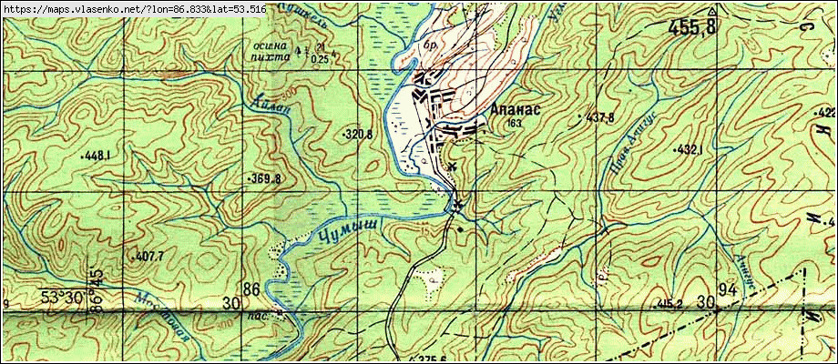 Карта АПАНАС, Кемеровская область, Новокузнецкий район