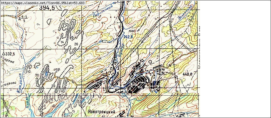 Карта ЛИСТВЯГИ, Кемеровская область, Новокузнецкий район