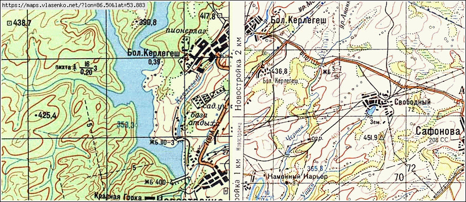 Карта БОЛЬШОЙ КЕРГЕЛЕШ, Кемеровская область, Прокопьевский район