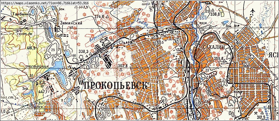 Карта прокопьевского района 1960 года