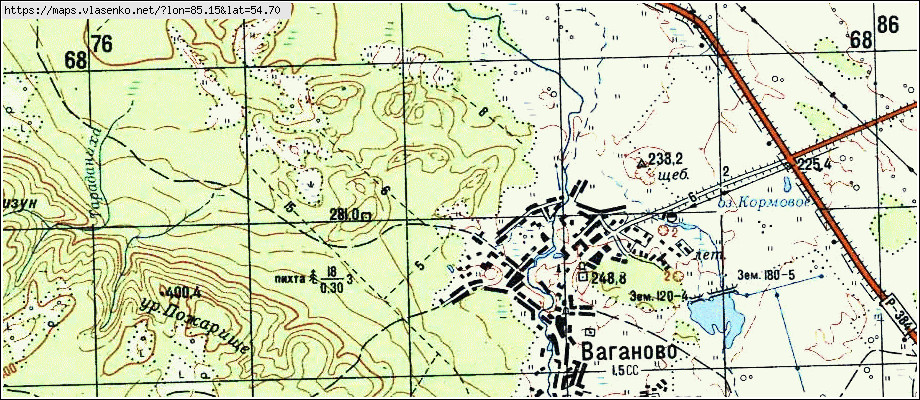 Карта ВАГАНОВО, Кемеровская область, Промышленновский район