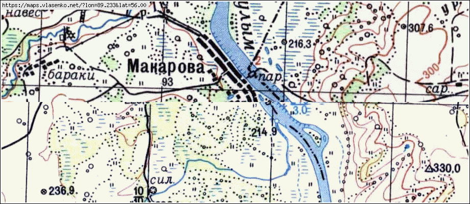 Карта МАКАРОВО, Кемеровская область, Тяжинский район