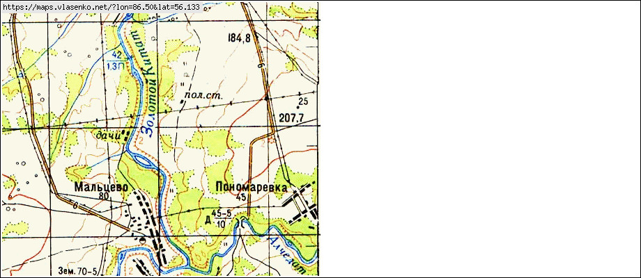 Карта ПОНОМАРЕВКА, Кемеровская область, Яйский район
