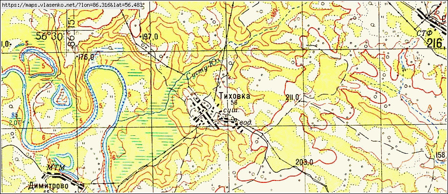 Карта ТИХЕЕВКА, Кемеровская область, Яйский район