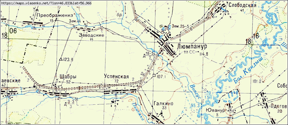 Старая карта санчурского района