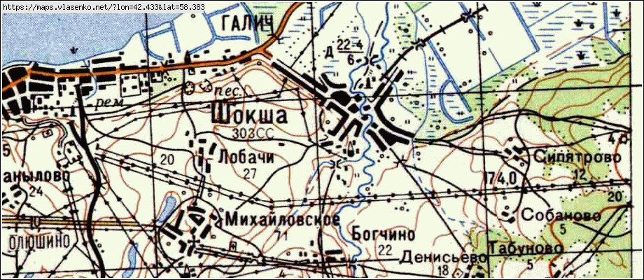 Карта галичского района костромской области с деревнями