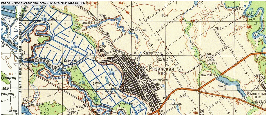 Рязанская краснодарский край карта. Карта станицы Рязанской Белореченского района. Белореченский район карта района.