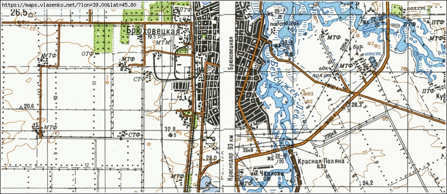 Брюховецкая краснодарский край карта