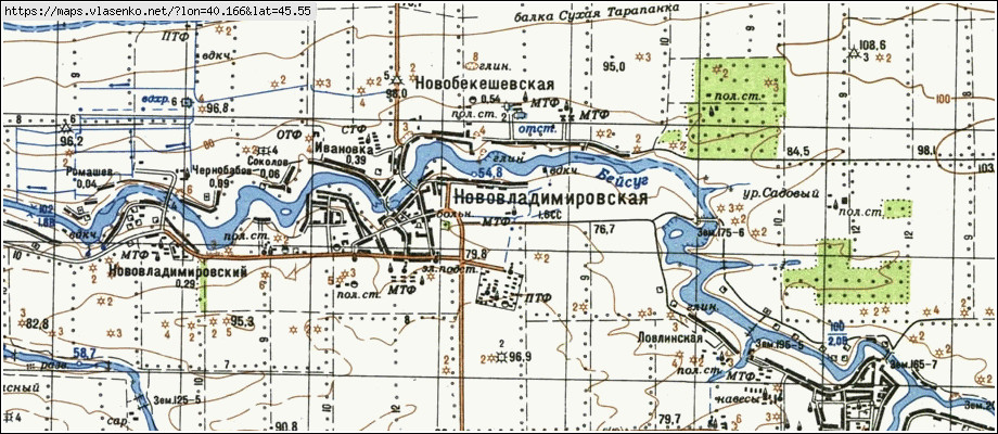 Карта станицы тбилисской с улицами и номерами домов