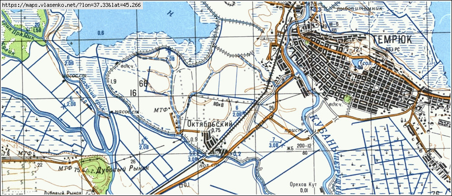 Карта темрюкского района с населенными пунктами со спутника