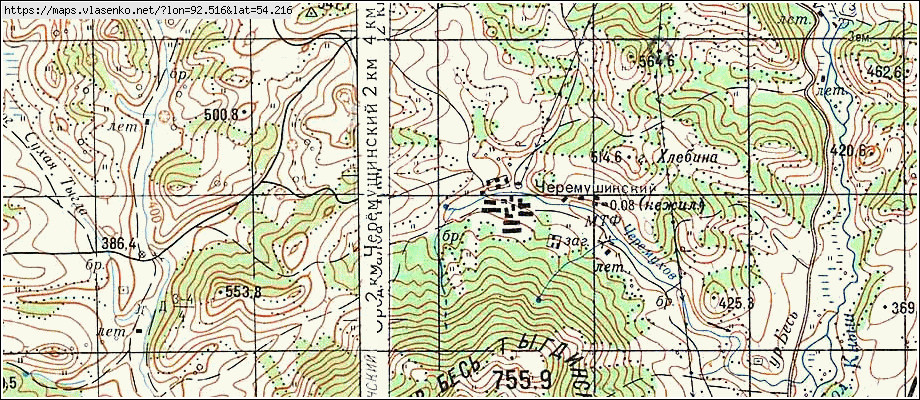 Топографическая карта курагинского района