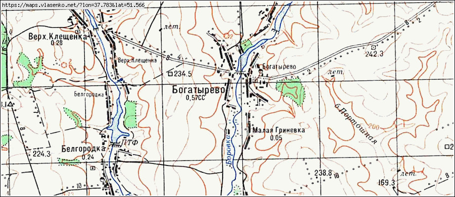 Карта со спутника горшечное