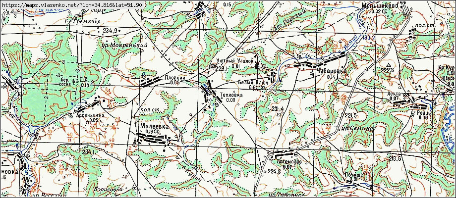 Топографическая карта курск