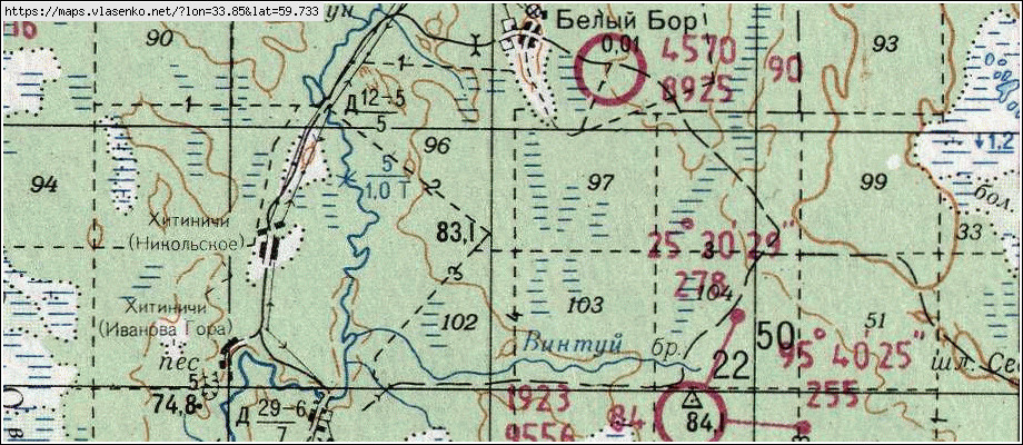Карта БЕЛЫЙ БОР, Ленинградская область, Бокситогорский район