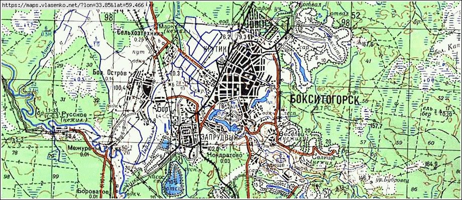 Карта БОКСИТОГОРСК, Ленинградская область, Бокситогорский район