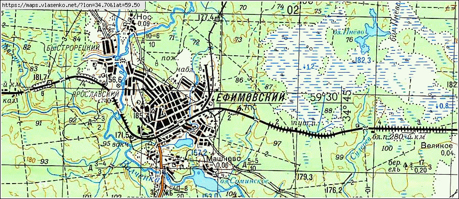 Карта ЕФИМОВСКИЙ, Ленинградская область, Бокситогорский район