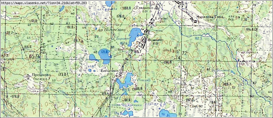 Карта ФОМКИНО, Ленинградская область, Бокситогорский район